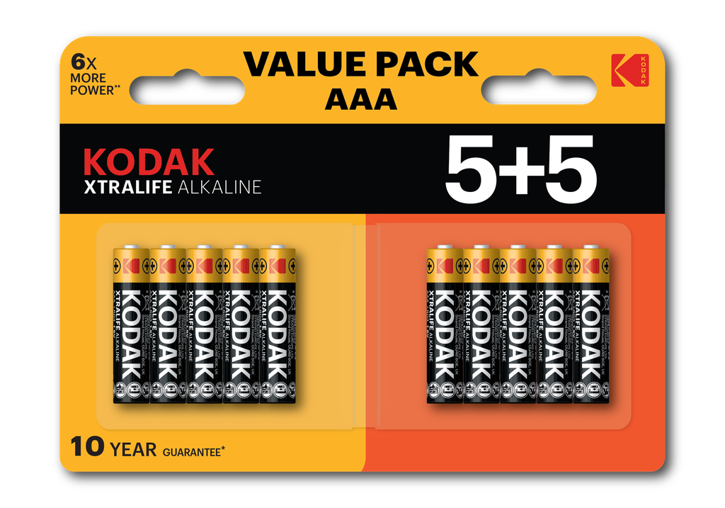 بطاريات Kodak ألكالاين- إكسترا لايف AAA عدد (5+5)