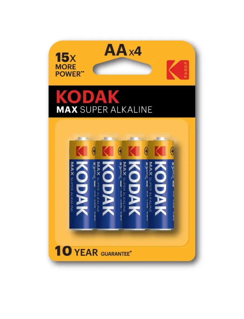 بطاريات Kodak ألكالاين ماكس AA عدد 4