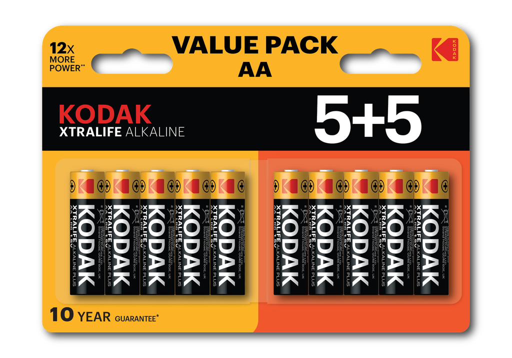 [K.B.A 30423459] بطاريات Kodak ألكالاين- إكسترا لايف AA عدد (5+5)