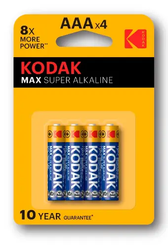 [30952812] بطاريات Kodak ألكالاين ماكس AAA عدد 4