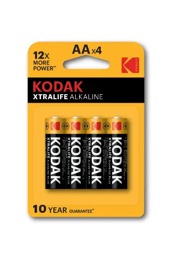[K.B.A 3942027] بطاريات Kodak ألكالاين- إكسترا لايف AA عدد 4