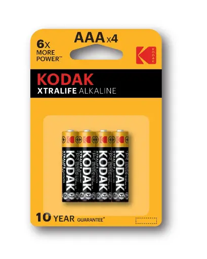 [K.B.A 30951990] بطاريات Kodak ألكالاين- إكسترا لايف AAA عدد 4